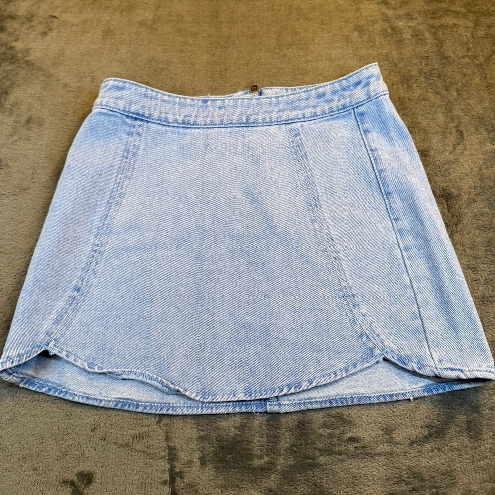 PacSun Scalloped Denim Mini Skirt Womens Size 25 Light Blue Cotton